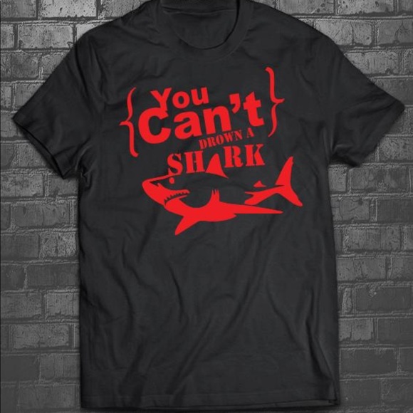 Black and Red You can’t Drown a Shark Graphic Tee - Picture 1 of 1